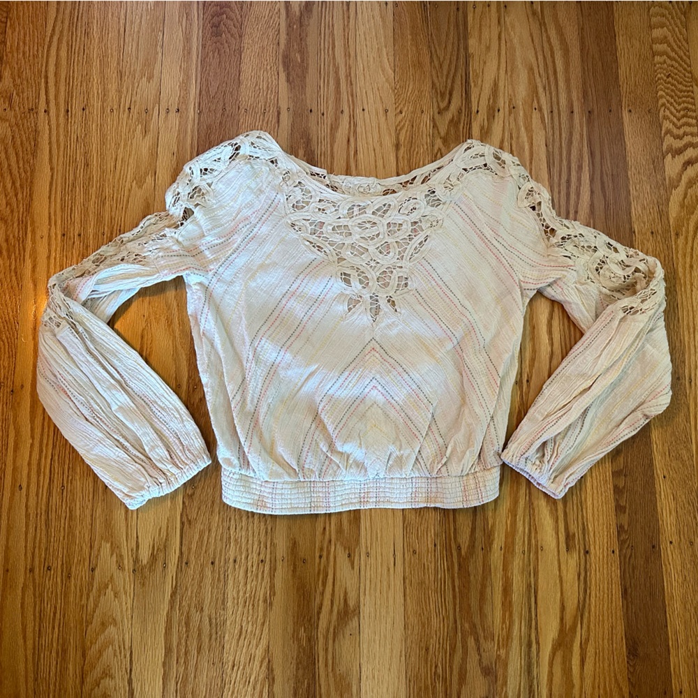 Free people ballon sleeve cropped top